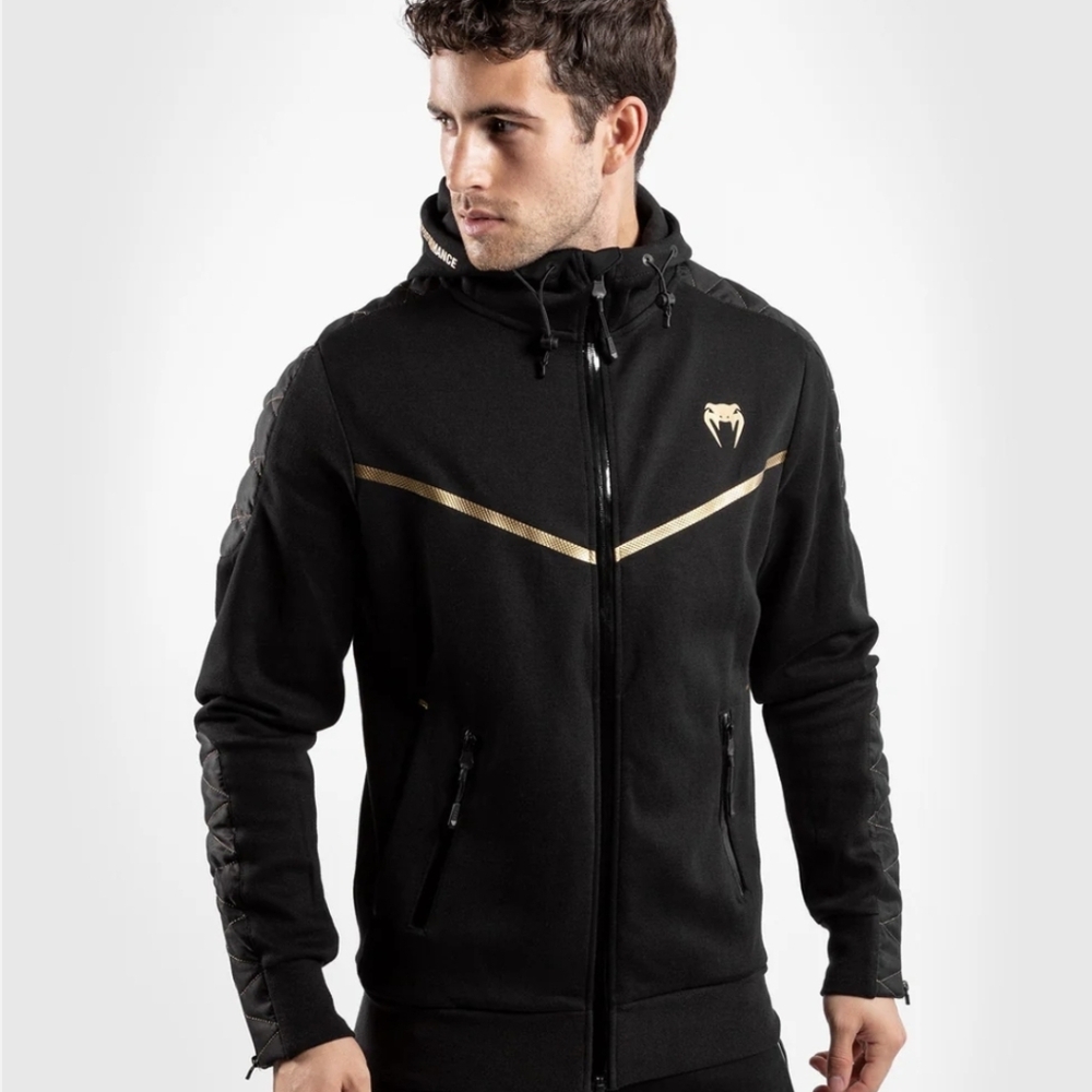 Venum Men's Black Gold Laser Evo Zip Up‎ Hoodie Track Jacket Medium